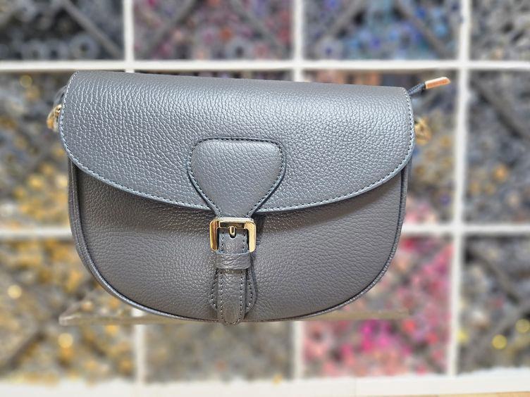 Ledertasche Halbmond, grau