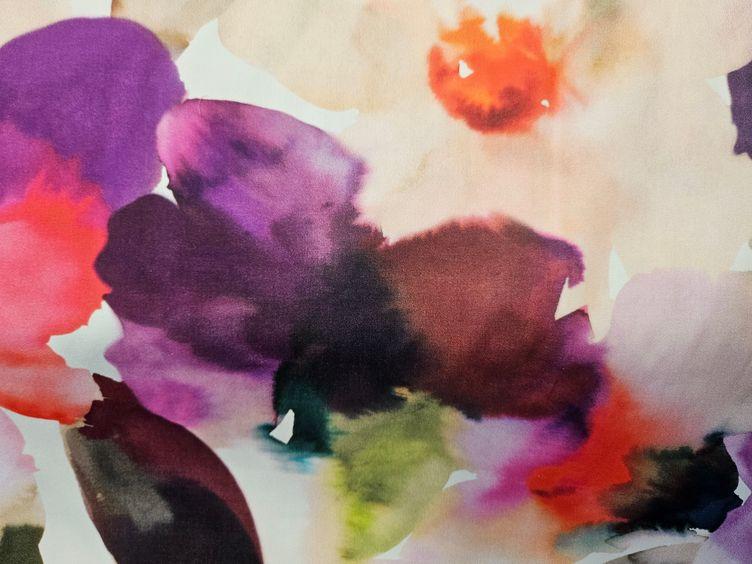 Baumwollstoff Aquarell Blumen - 0