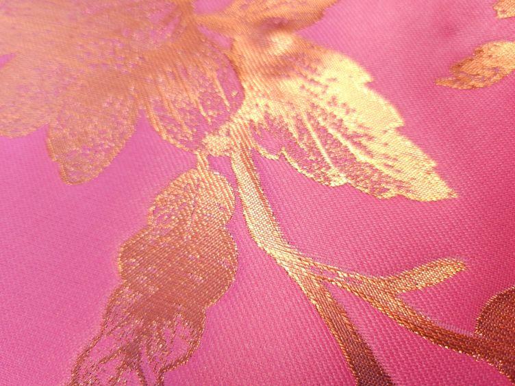 Jacquard Goldblumen auf pink - 2