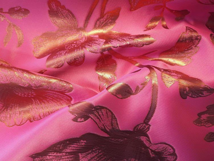 Jacquard Goldblumen auf pink
