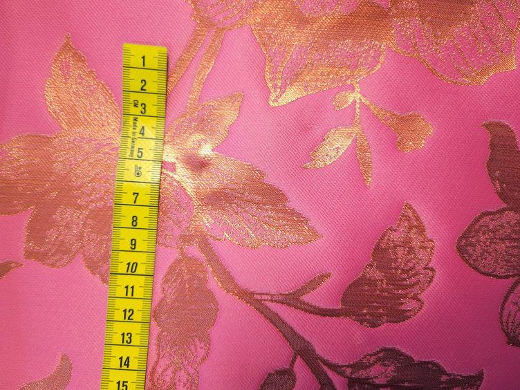 Jacquard Goldblumen auf pink - 1