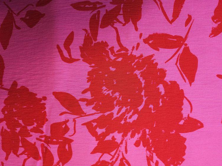 Viskose-Crepe floral, rot pink - 1