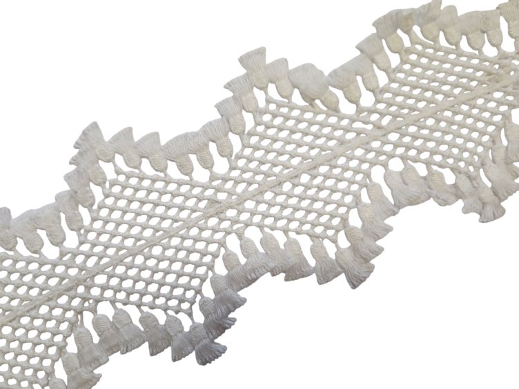 Breite weisse Boho-Spitze 90mm