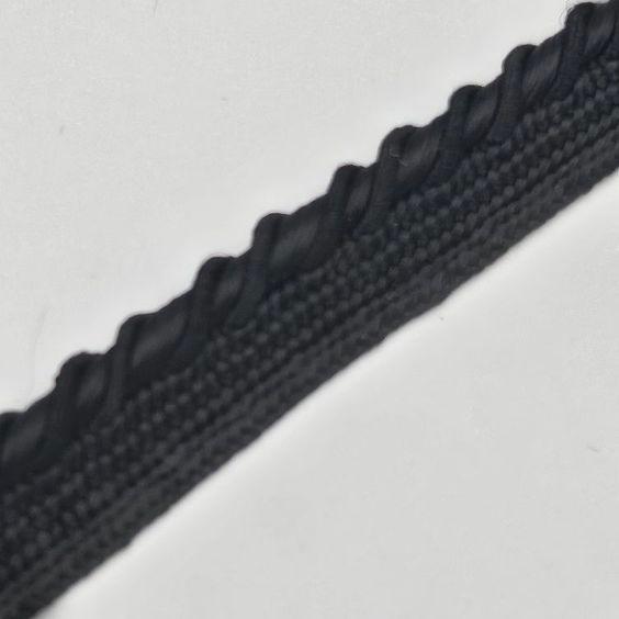 Dekoratives Passpoile mit Kordel schwarz, 10mm