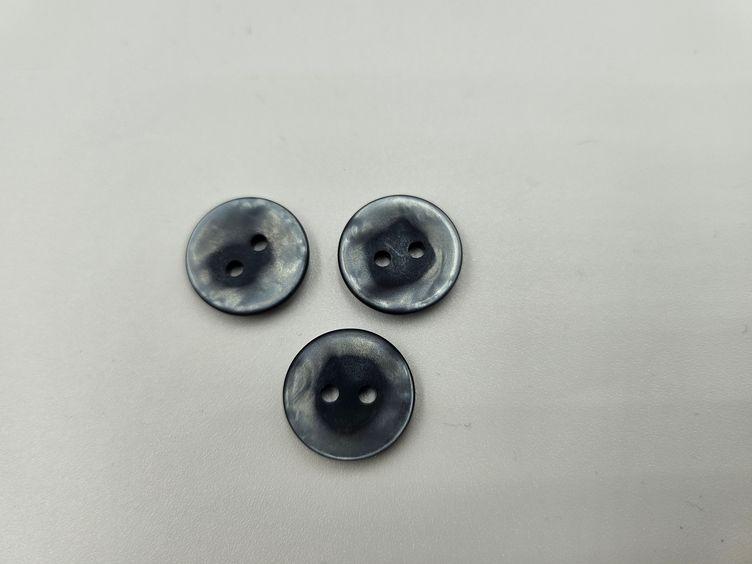 Blauer Knopf Silberschimmer 15mm