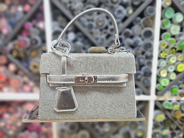 Glitzertasche, silber