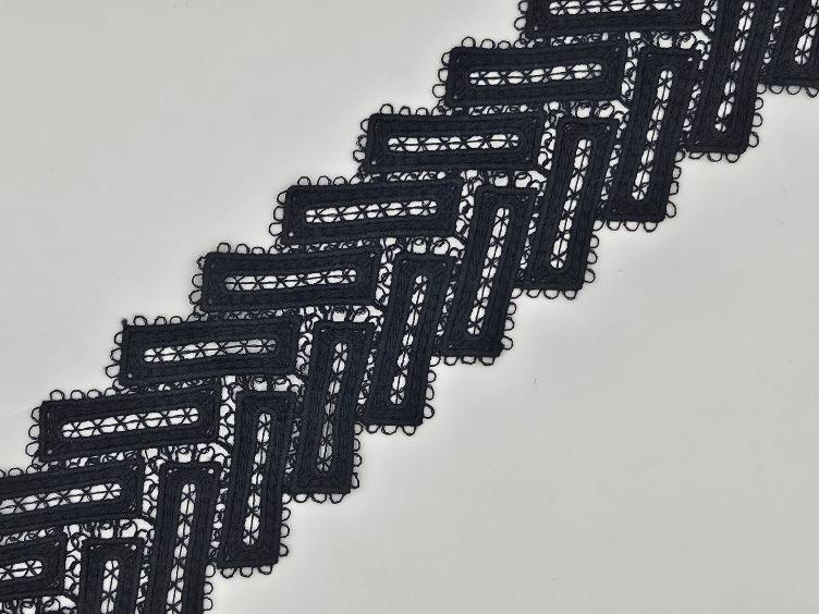 Spitzenband geometrisch, schwarz - 0