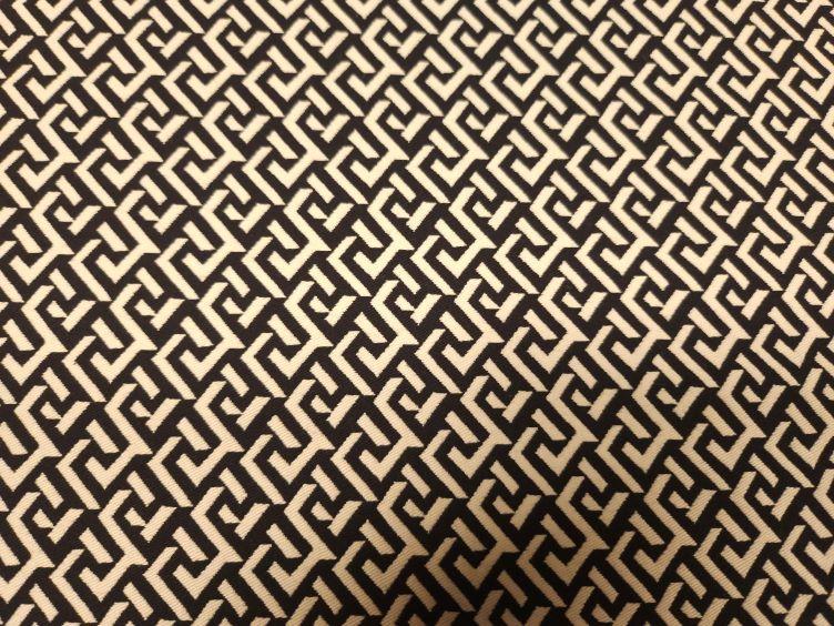 STOFFREST: Baumwoll Jacquard grafisch, creme/schwarz - 0