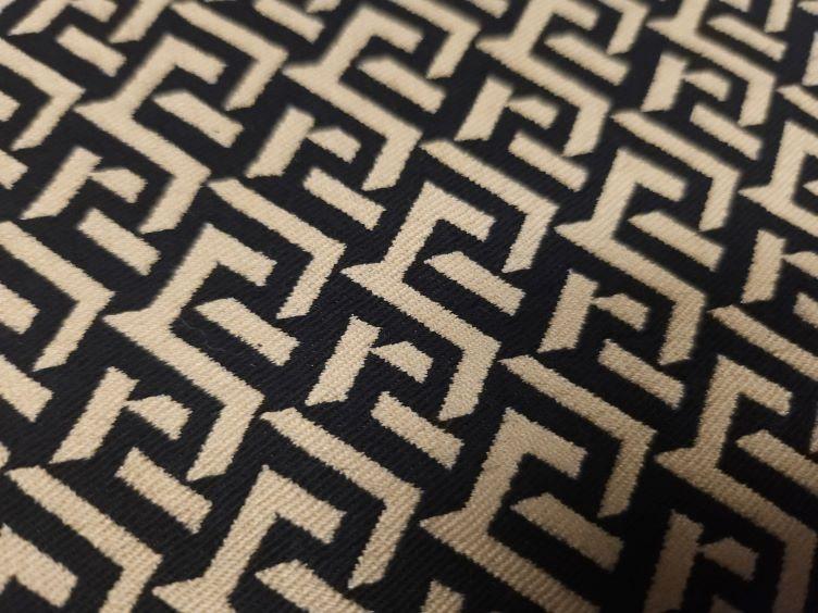 Baumwoll Jacquard grafisch, braun/schwarz - 1