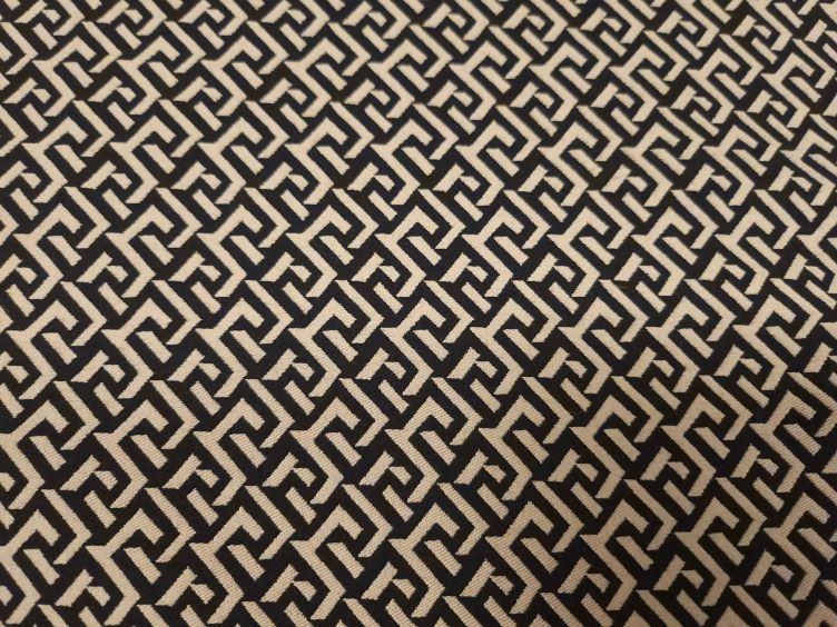 Baumwoll Jacquard grafisch, braun/schwarz - 0