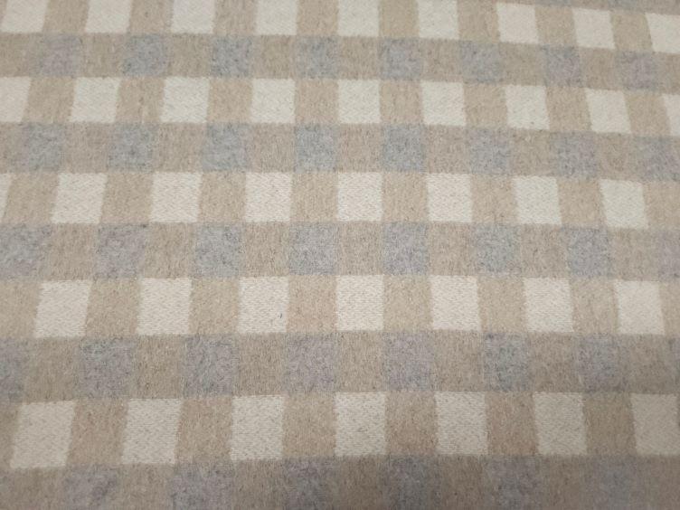 Wolle dekatiert Karo, beige grau sand - 0