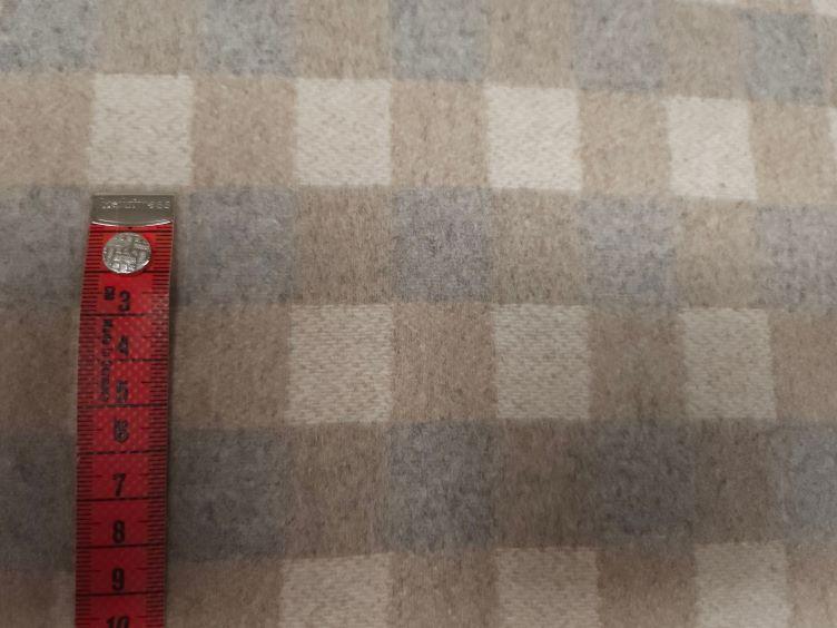 Wolle dekatiert Karo, beige grau sand - 1