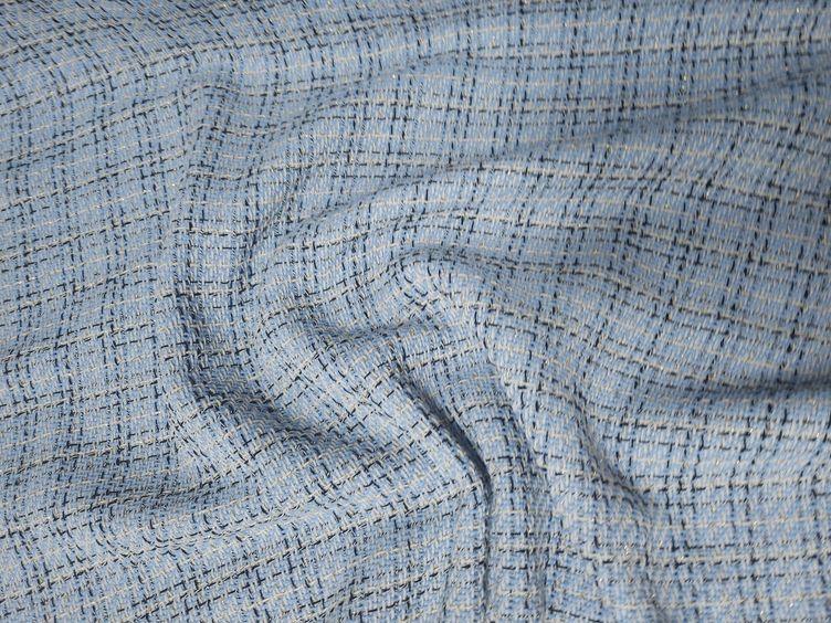 Boucle Karo mit Lurex, blau