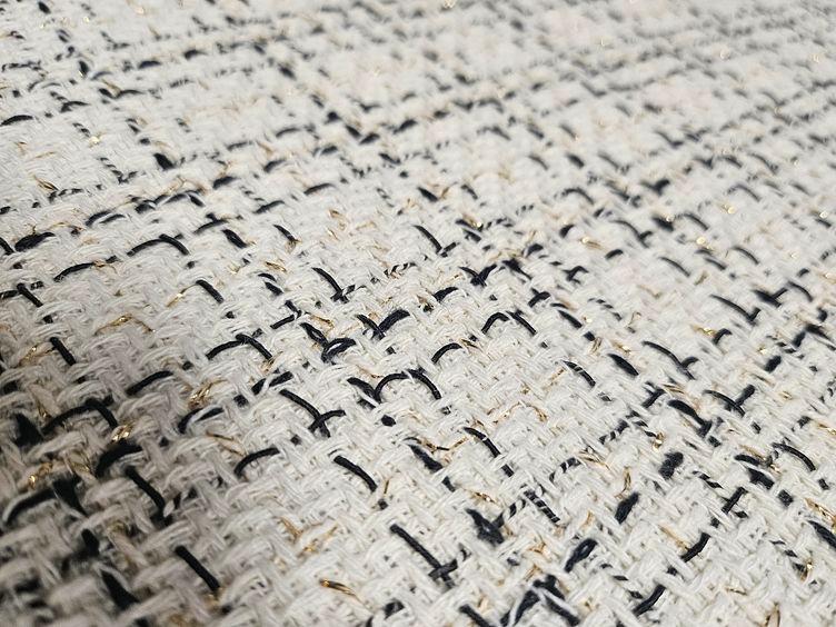 Boucle Karo mit Lurex, offwhite/schwarz - 0