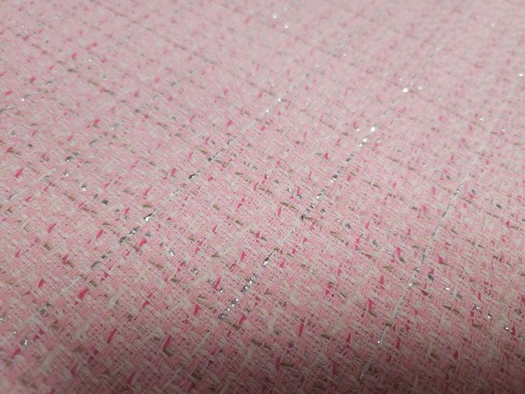 Boucle mit Lurex, rosa - 1