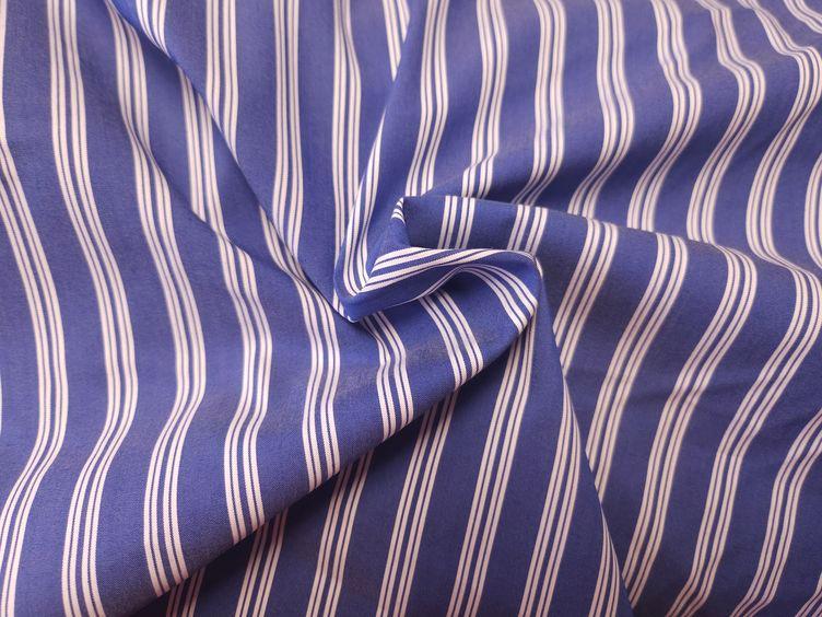 Baumwoll-Stretch, Streifen breit blau