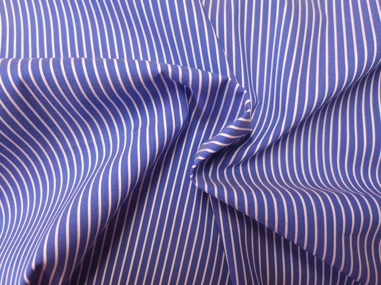 Baumwoll-Stretch, Streifen schmal blau