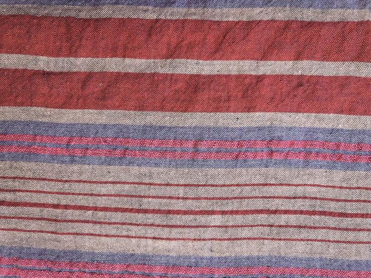 Leinenstoff mit Querstreifen rot - 0