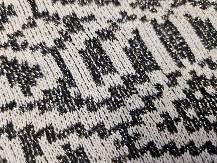 Baumwoll-Jacquard Strick mit Lurex - 0