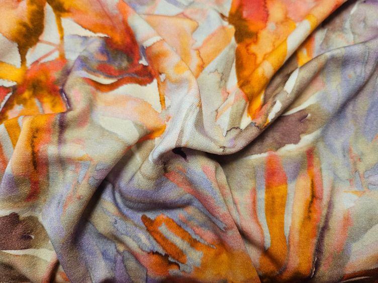 Viskose Jersey Aquarell, orange violette