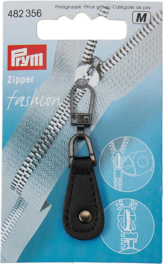 Prym Fashion-Zipper Lederimitat rund schwarz