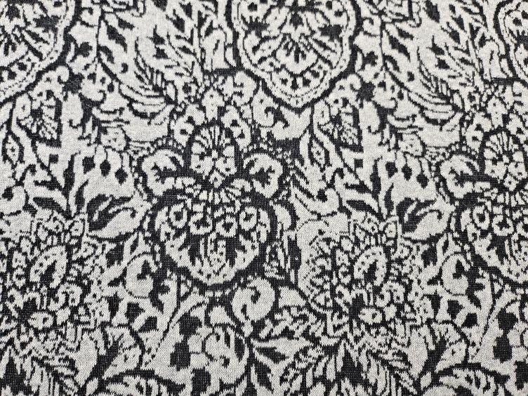 Baumwoll-Strick Jacquard Stretch, schwarz - 0