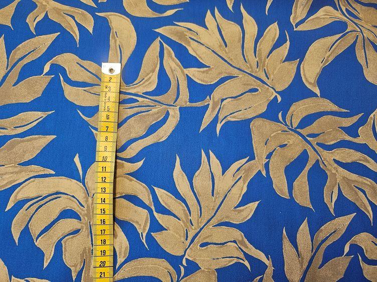 Baumwollstoff Blätter, blau - 1