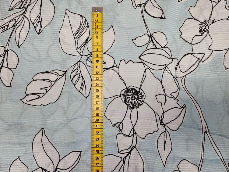 Viskosegewebe mit grossem Blumenprint, blau - 1