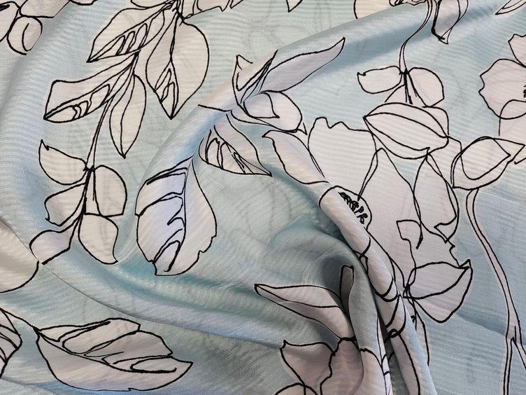 Viskosegewebe mit grossem Blumenprint, blau