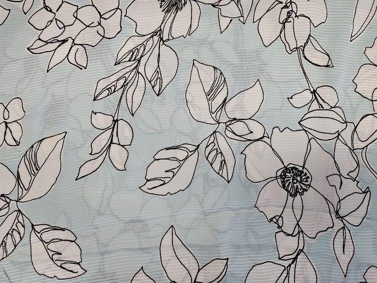 Viskosegewebe mit grossem Blumenprint, blau - 0