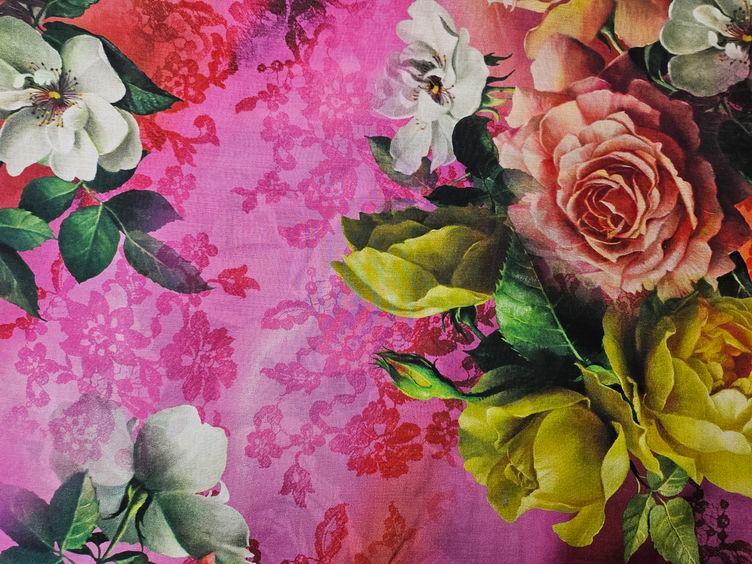 Baumwoll-Seide, Floral - 1