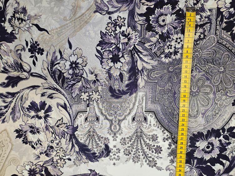 Baumwollstoff floral gemustert, blau - 1