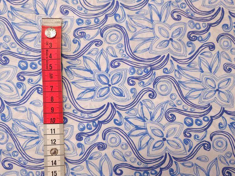 Tamado Baumwollstoff, weiss blau - 0