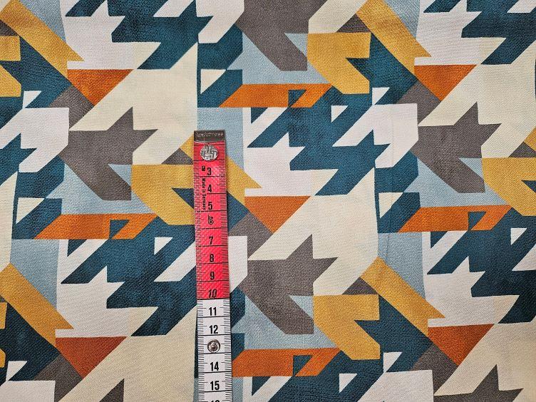 Viskose-Satin Stretch, grafisch petrol - 0