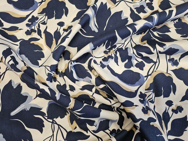 CO-Stretch Blumen, blau beige