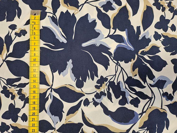 CO-Stretch Blumen, blau beige - 0