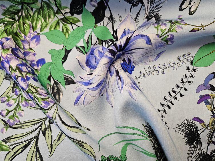 Viskose-Druck floral, blau