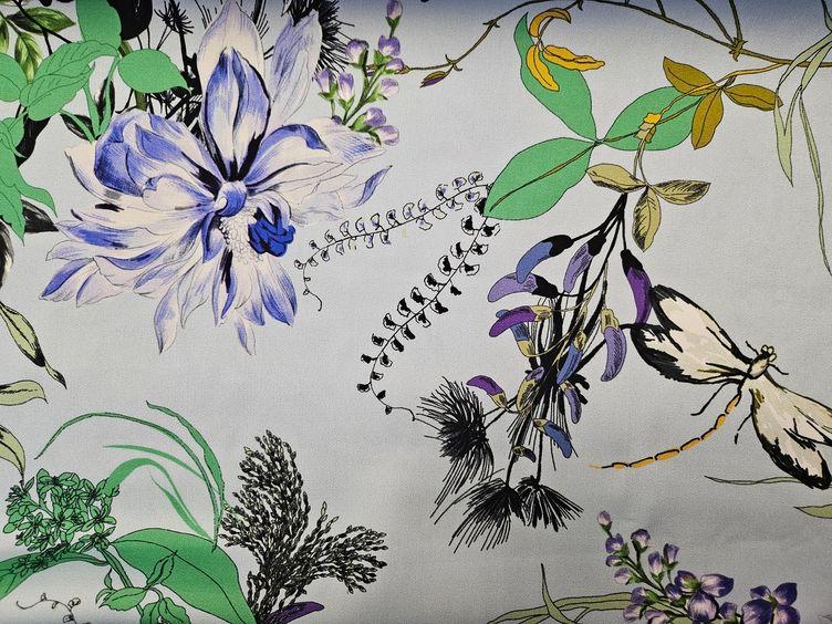 Viskose-Druck floral, blau - 0
