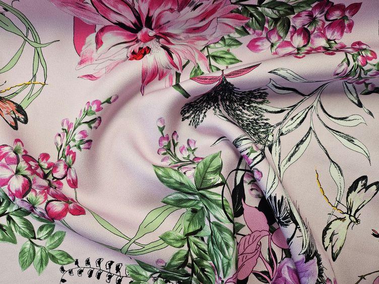 Viskose-Druck floral, rosa