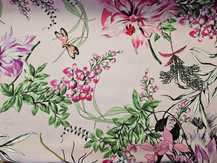 Viskose-Druck floral, rosa - 0