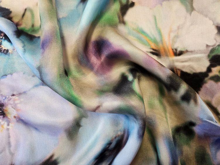 feine Satin-Seide bedruckt, grünlich