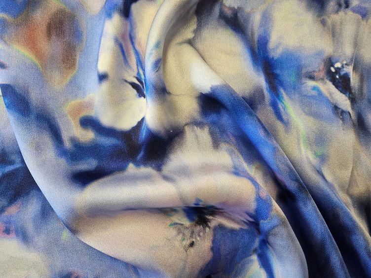 feine Satin-Seide bedruckt, blau