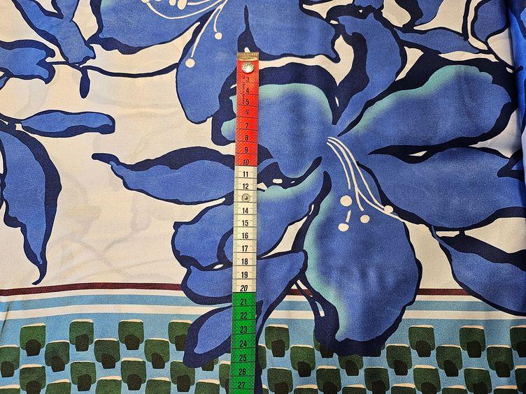 Satin-Seide Stretch bedruckt, blau - 1