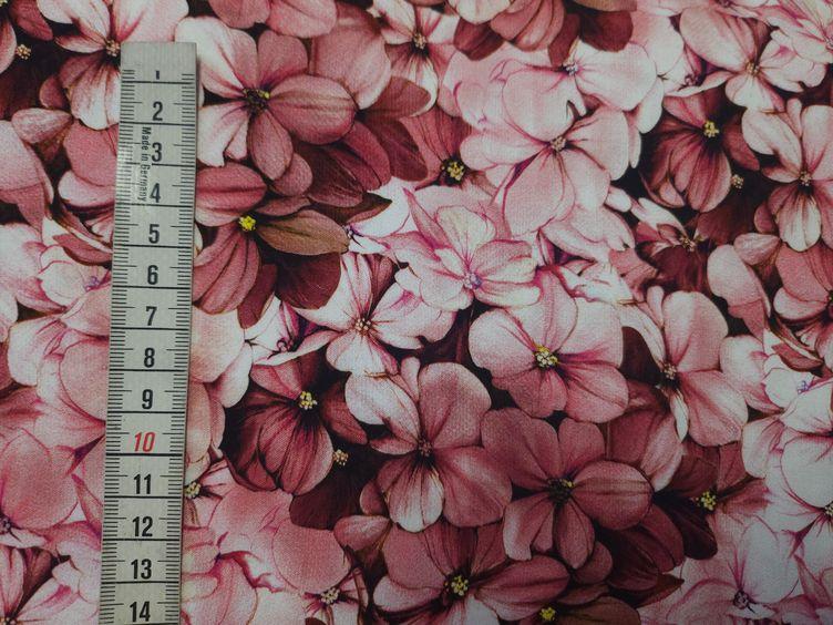 Viskosestoff Blumenmeer, rot - 1