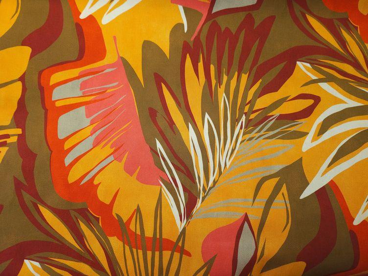 Baumwoll-Stretch Twill Blätter orange - 0
