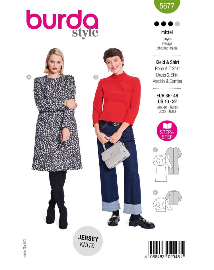 Kleid und Shirt mit Teilungsnähten