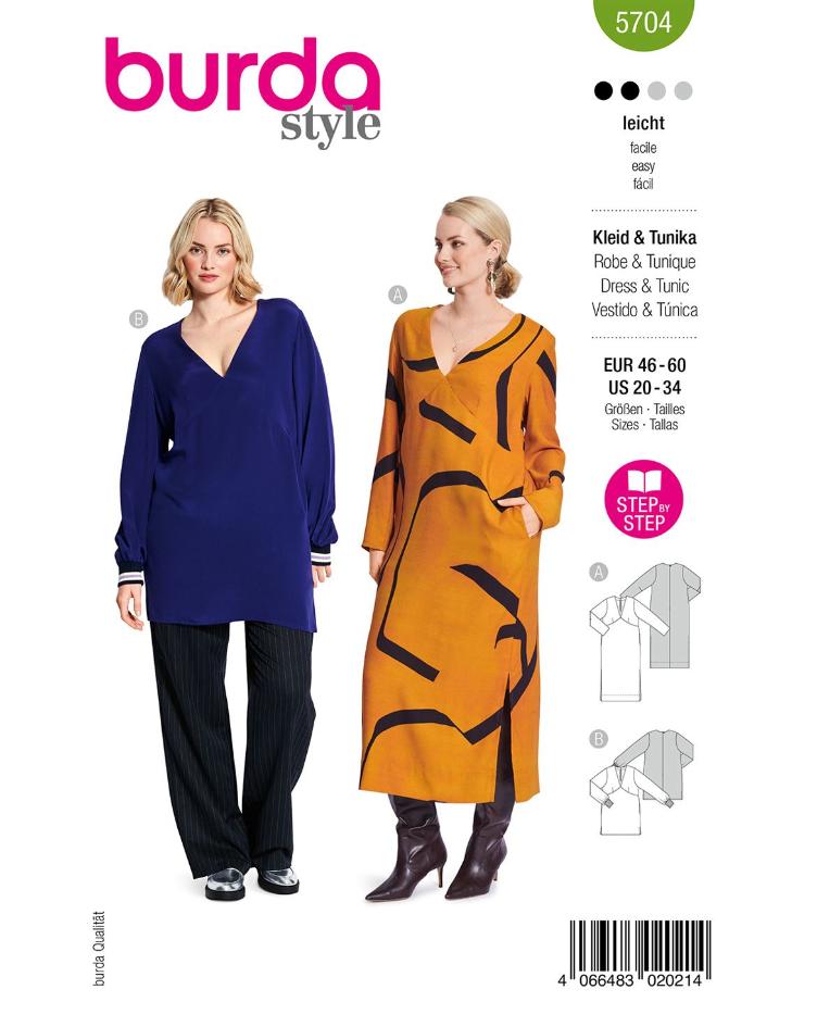 Kleid und Tunika mit V-Ausschnitt