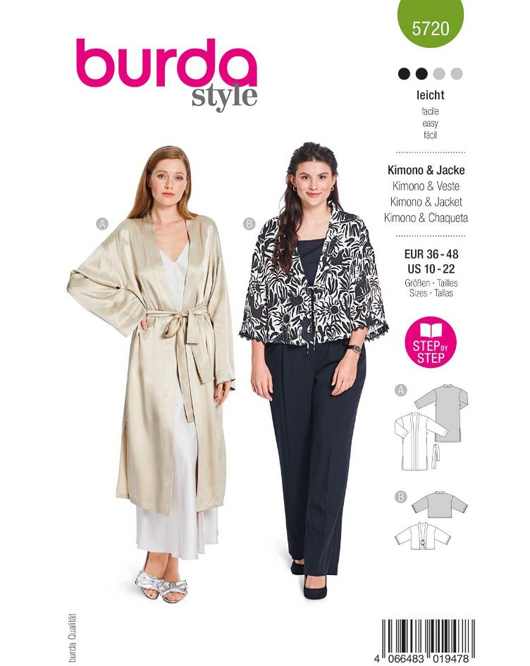 Kimono mit Bindeband und Jacke mit weiten Ärmeln