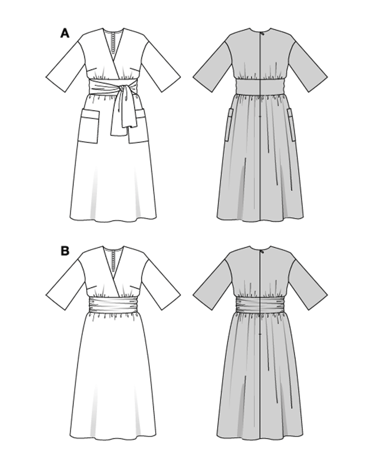 Kleid mit Wickeleffekt und Kummerbundoptik - 1
