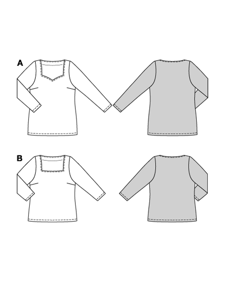 Basic Shirts mit Herz-, Eckigem-Ausschnitt - 1